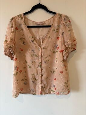 Peach Floral Button-Front Blouse - Philosophy